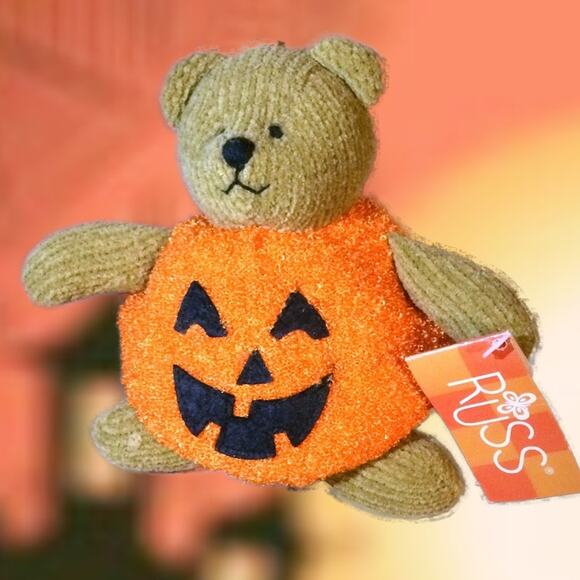Russ Costume Critter Halloween Bear Jack O'Lantern Pumpkin Beanie - Picture 1 of 5